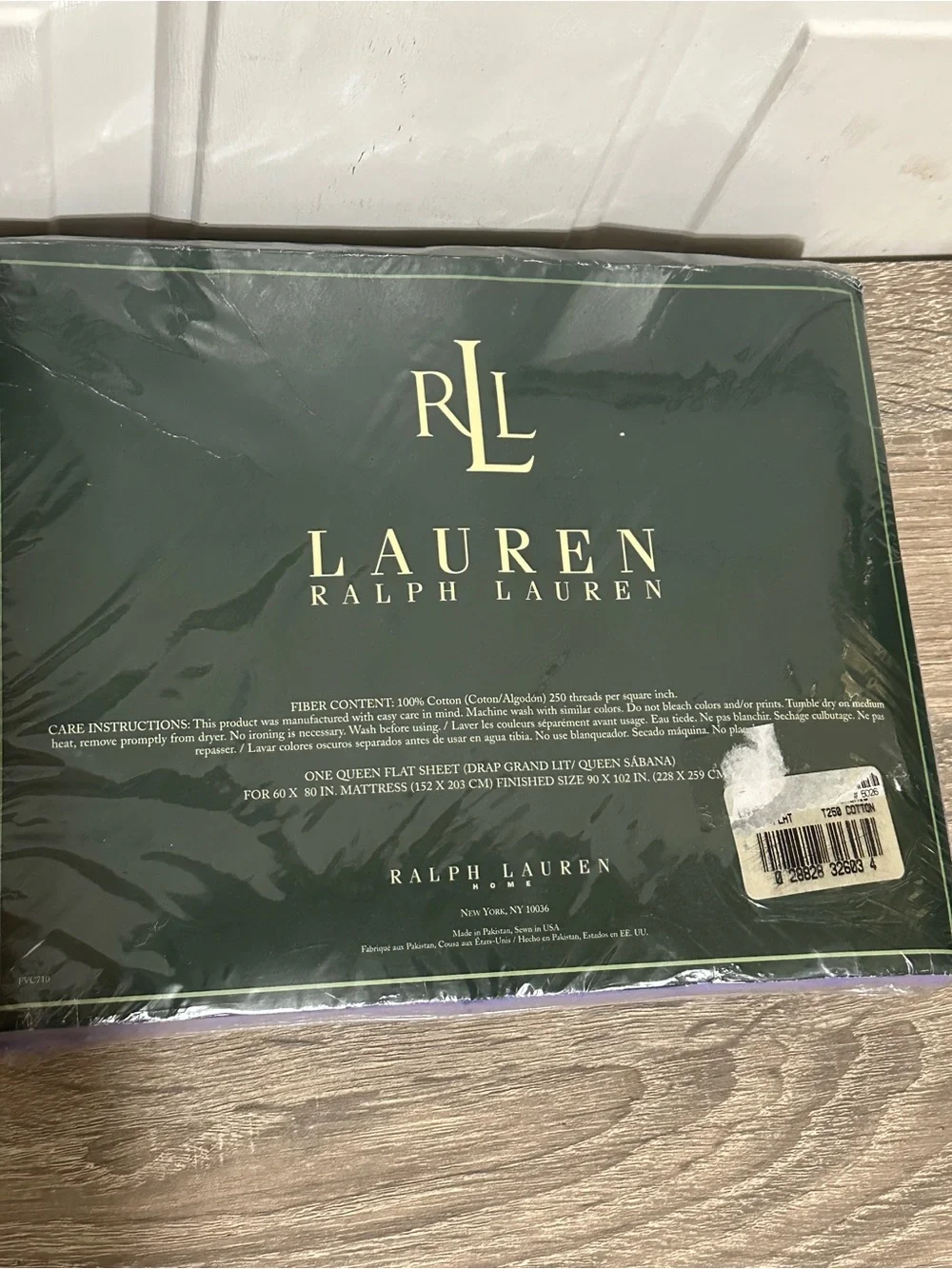 Vtg Lauren Ralph Lauren QUEEN FLAT Sheet 100% Cotton Purple 250 TC NEW
